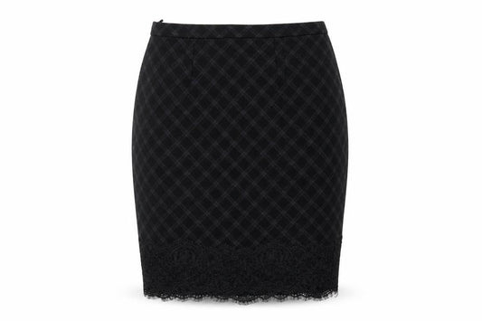 Marks and Spencer Women Black Check Lace Pencil Skirt UK 12