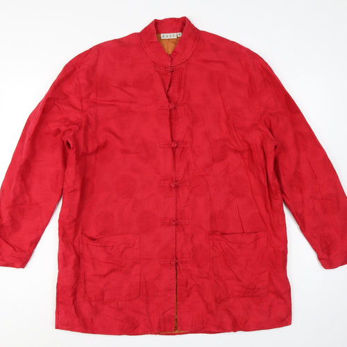 East Women's Red UK 14 Linen Blend Mandarin Collar Frog Fastening Jacket