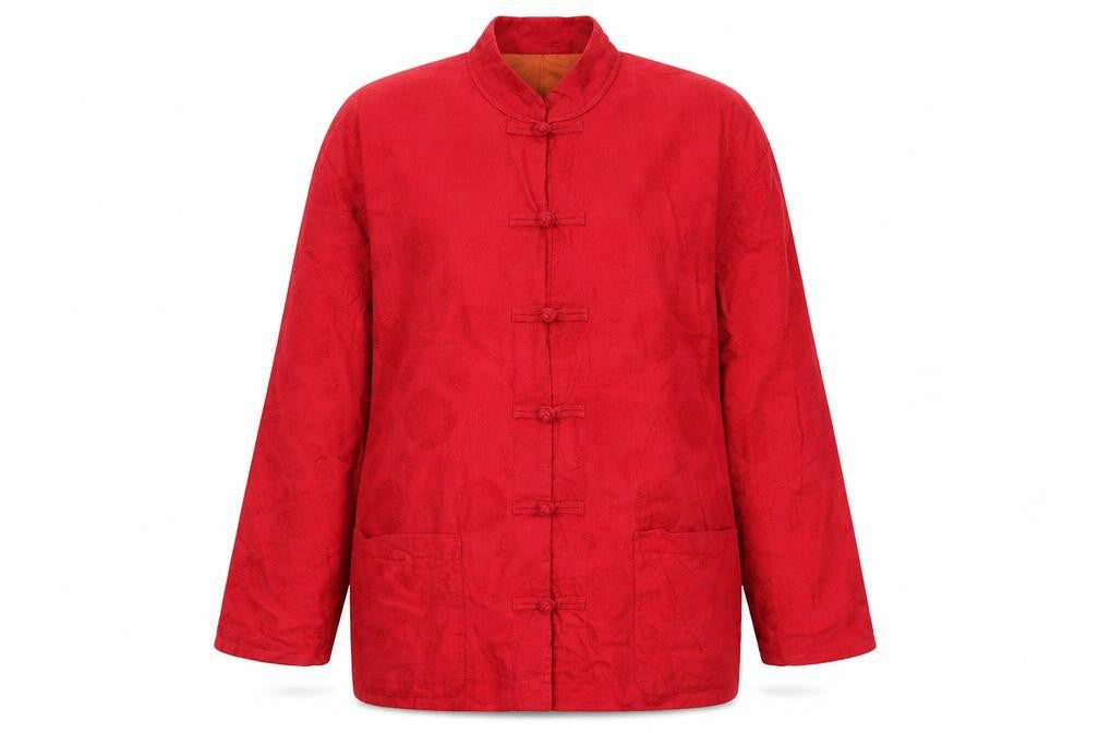 East Women's Red UK 14 Linen Blend Mandarin Collar Frog Fastening Jacket