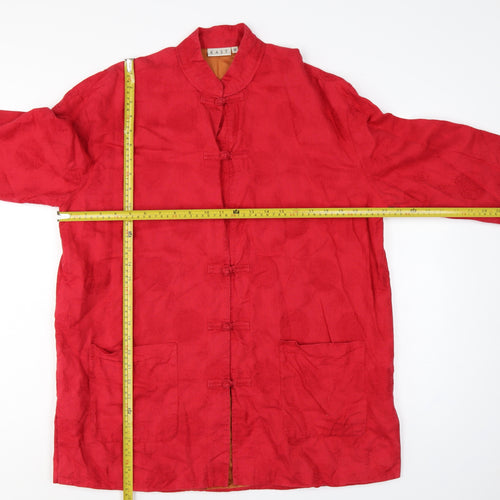 East Women's Red UK 14 Linen Blend Mandarin Collar Frog Fastening Jacket