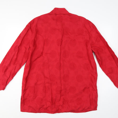 East Women's Red UK 14 Linen Blend Mandarin Collar Frog Fastening Jacket