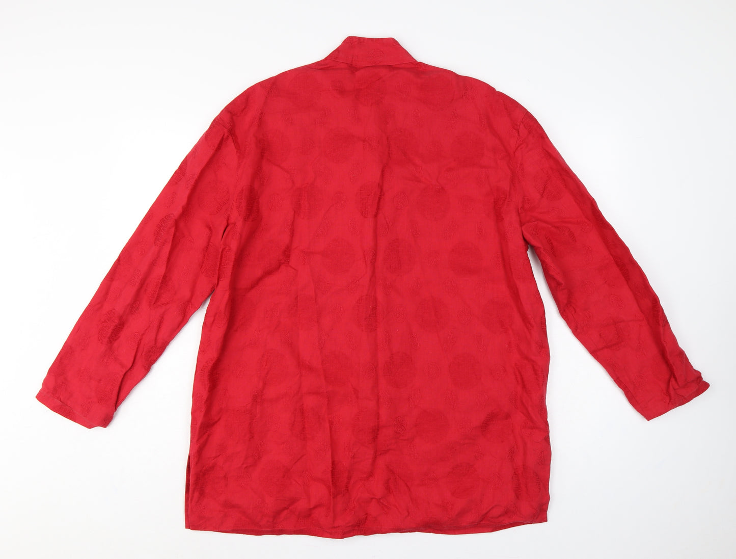 East Women's Red UK 14 Linen Blend Mandarin Collar Frog Fastening Jacket