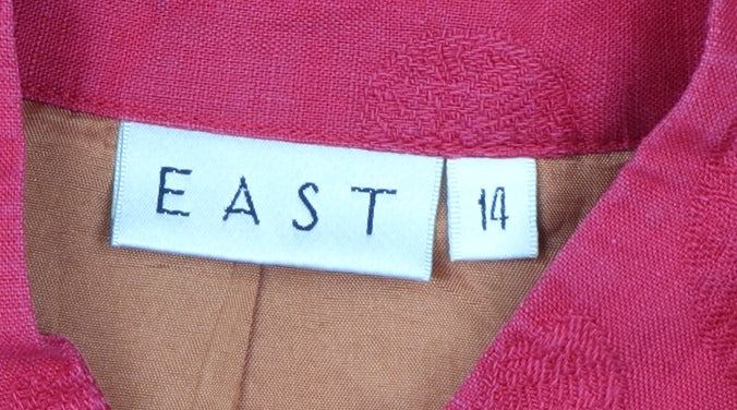 East Women's Red UK 14 Linen Blend Mandarin Collar Frog Fastening Jacket