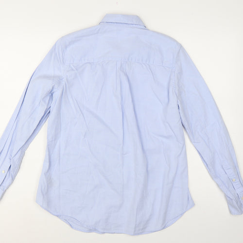 GAP Women Blue M Fitted Boyfriend Cotton Button-Up Long Sleeve Shirt