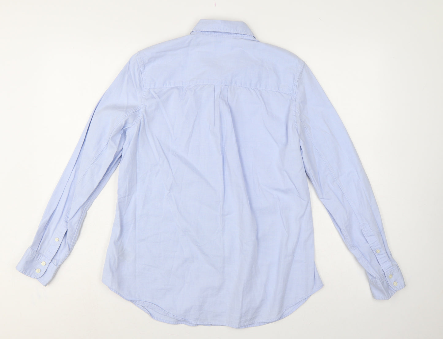 GAP Women Blue M Fitted Boyfriend Cotton Button-Up Long Sleeve Shirt