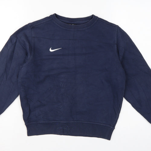 Nike Boys Blue 10-12 Years Pullover Crew Neck Logo Sweatshirt