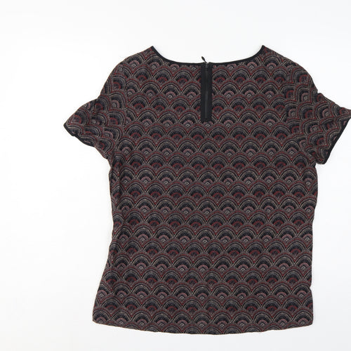 Marks and Spencer Women Black Geometric Viscose Blouse UK 12 Short Sleeve