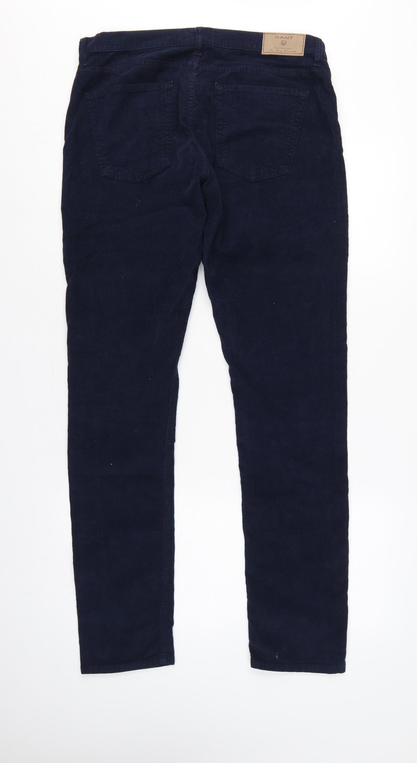 GANT Men’s Blue W32 L32 Audrey Slim Corduroy Low Waist Trousers