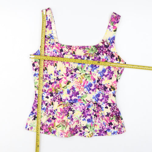 Oasis Women Multicoloured Floral Camisole Tank Top UK 12 Lined
