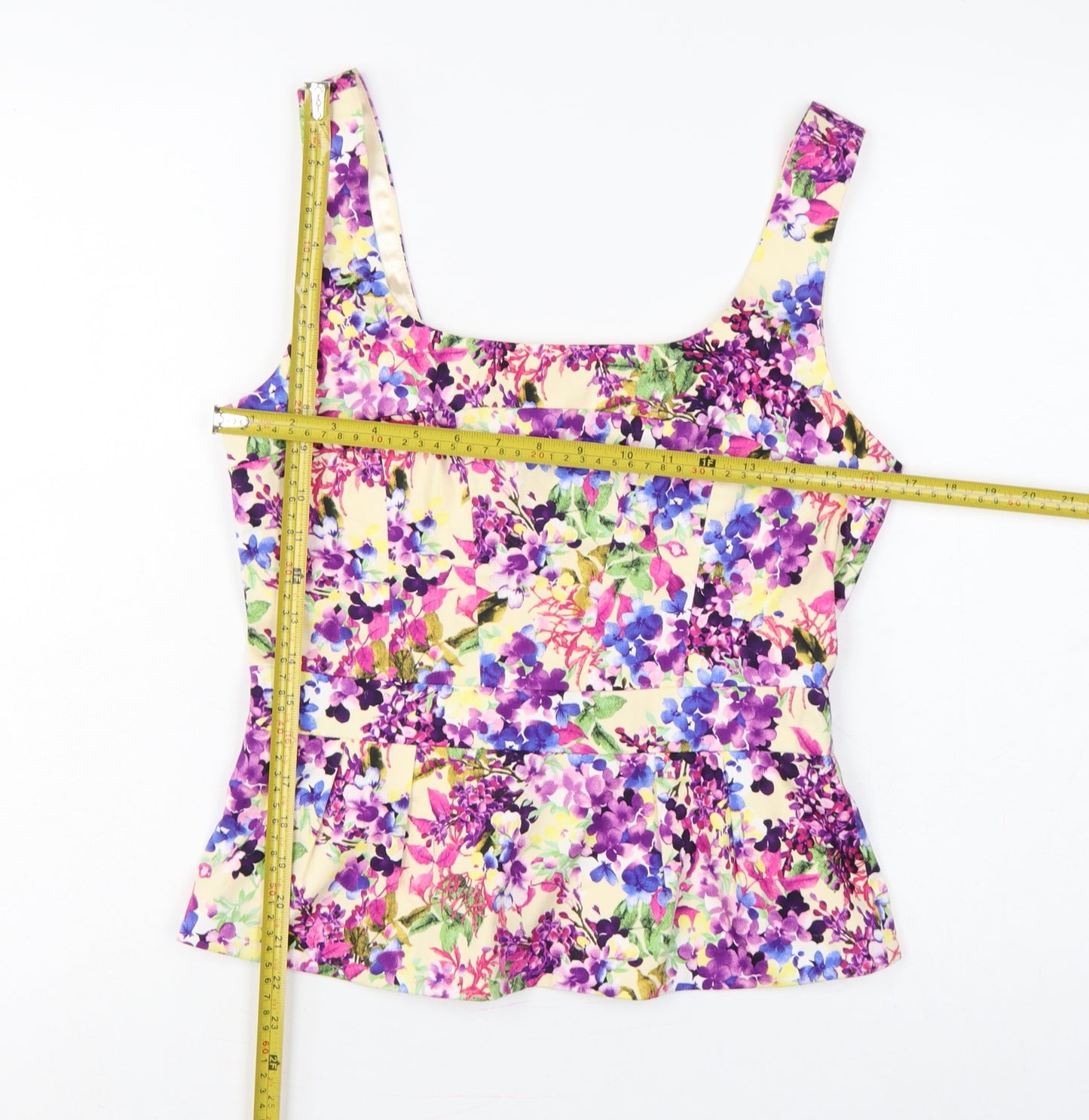 Oasis Women Multicoloured Floral Camisole Tank Top UK 12 Lined