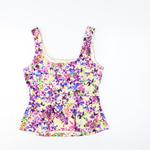 Oasis Women Multicoloured Floral Camisole Tank Top UK 12 Lined