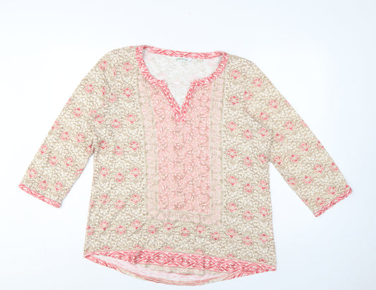 Orvis Women’s Multicoloured Floral Tunic Blouse L 3/4 Sleeve