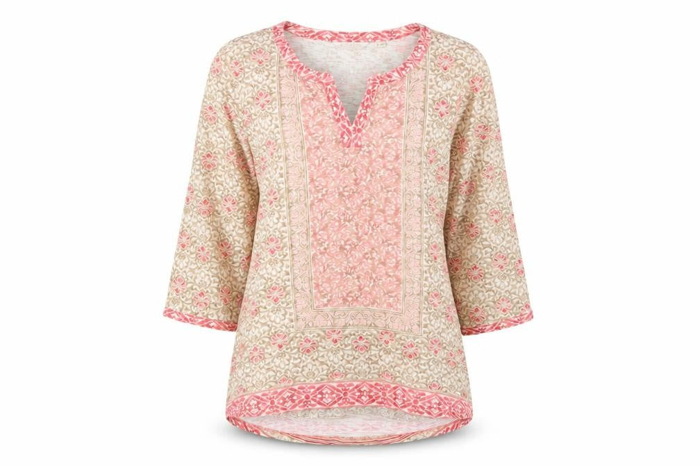 Orvis Women’s Multicoloured Floral Tunic Blouse L 3/4 Sleeve