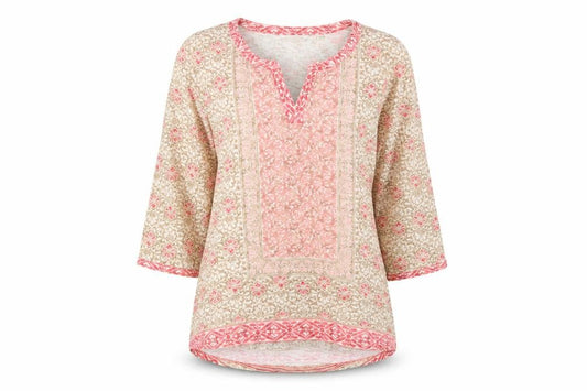 Orvis Women’s Multicoloured Floral Tunic Blouse L 3/4 Sleeve