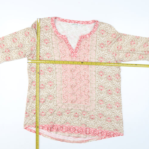 Orvis Women’s Multicoloured Floral Tunic Blouse L 3/4 Sleeve
