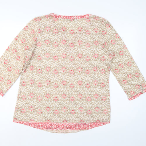 Orvis Women’s Multicoloured Floral Tunic Blouse L 3/4 Sleeve