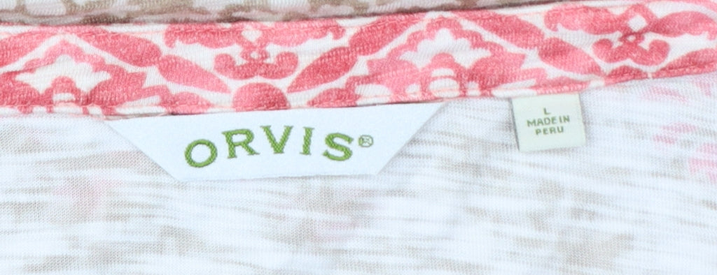 Orvis Women’s Multicoloured Floral Tunic Blouse L 3/4 Sleeve