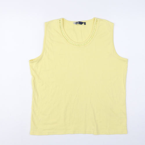 Isle Women Yellow Size 18 Cotton Jersey Crochet Trim Tank Top