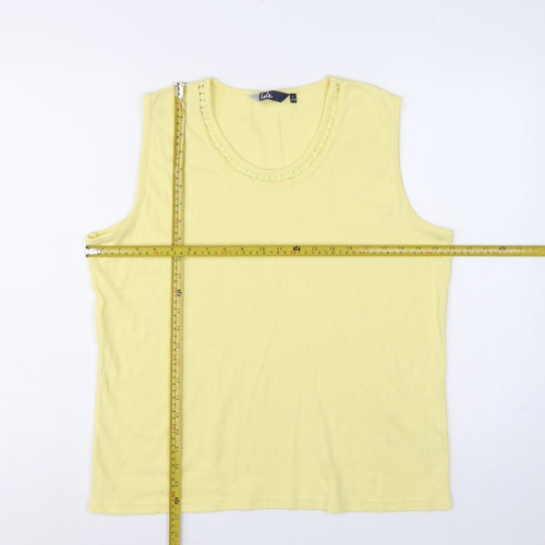 Isle Women Yellow Size 18 Cotton Jersey Crochet Trim Tank Top