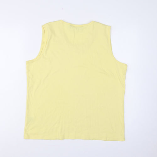 Isle Women Yellow Size 18 Cotton Jersey Crochet Trim Tank Top