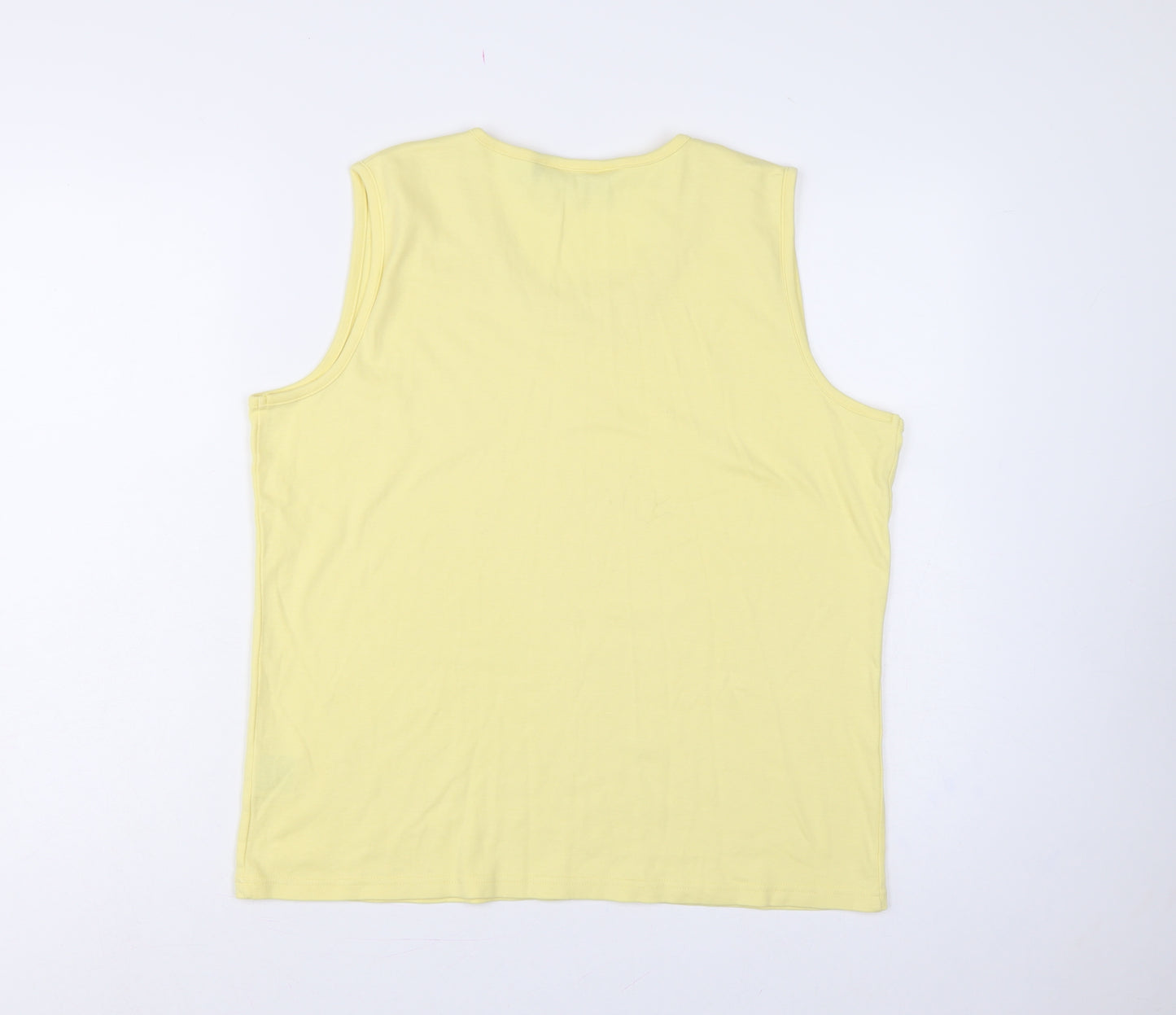 Isle Women Yellow Size 18 Cotton Jersey Crochet Trim Tank Top