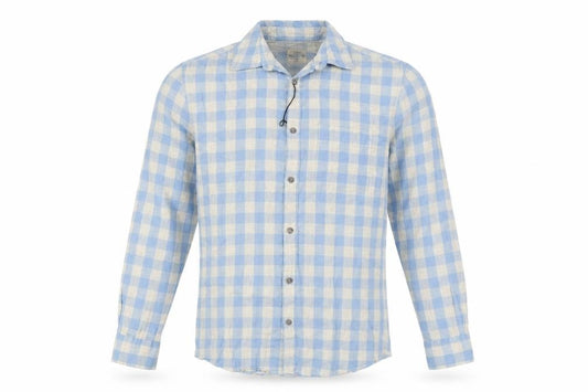Front view of Marks & Spencer Men’s Blue Check Cotton Shirt Small Regular Fit
