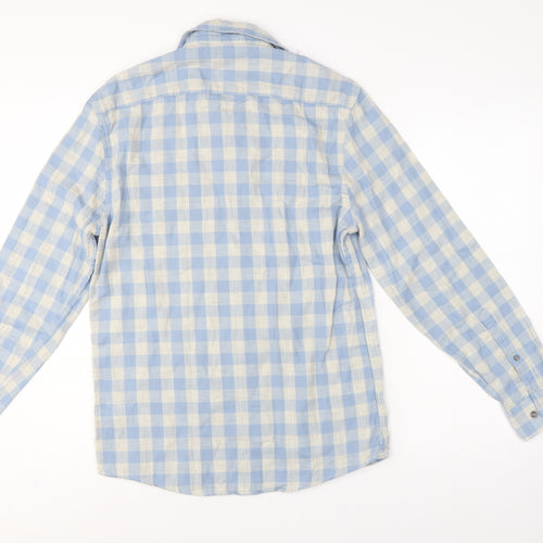 Marks and Spencer Men’s Blue Check Cotton Shirt Small Regular Fit