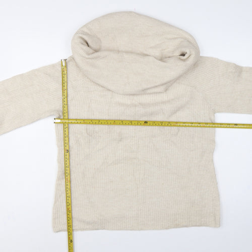 H&M Women Ivory Roll Neck Knit Jumper UK 12 M Long Sleeve