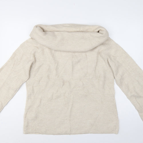 H&M Women Ivory Roll Neck Knit Jumper UK 12 M Long Sleeve