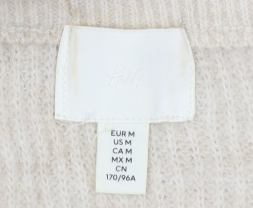 H&M Women Ivory Roll Neck Knit Jumper UK 12 M Long Sleeve