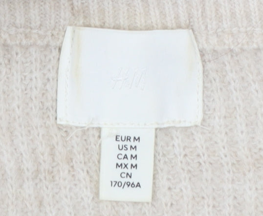 H&M Women Ivory Roll Neck Knit Jumper UK 12 M Long Sleeve