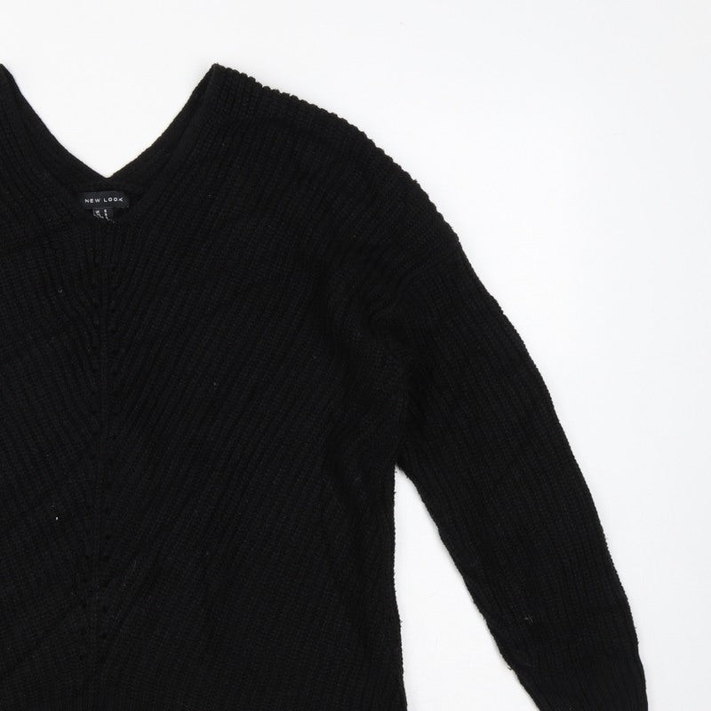 New Look Women’s Black Size S V-Neck Cable Knit Pullover Jumper