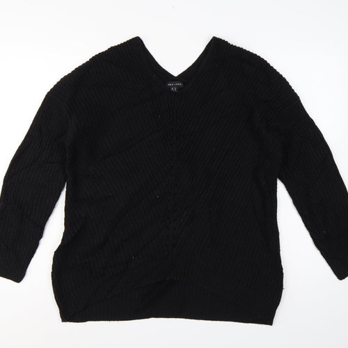 New Look Women’s Black Size S V-Neck Cable Knit Pullover Jumper