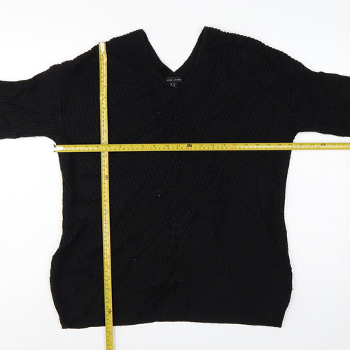 New Look Women’s Black Size S V-Neck Cable Knit Pullover Jumper
