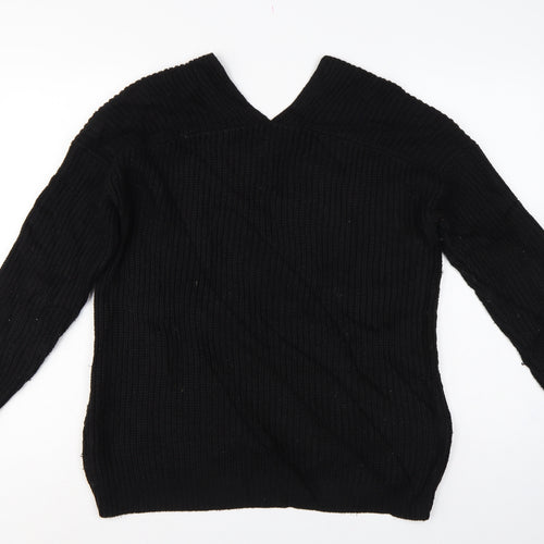 New Look Women’s Black Size S V-Neck Cable Knit Pullover Jumper
