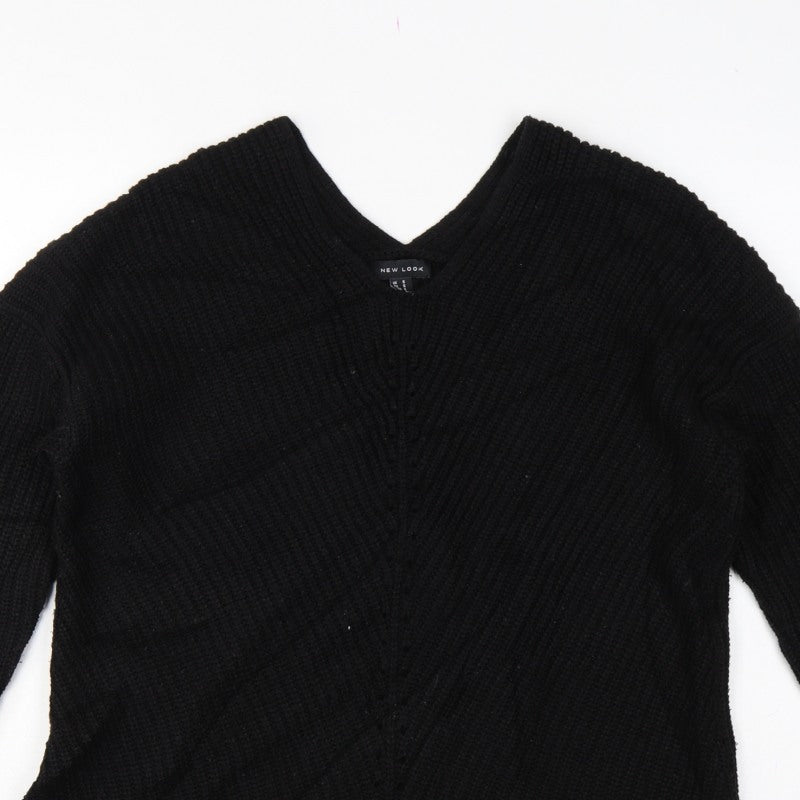 New Look Women’s Black Size S V-Neck Cable Knit Pullover Jumper