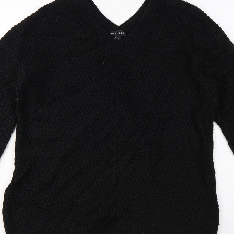 New Look Women’s Black Size S V-Neck Cable Knit Pullover Jumper