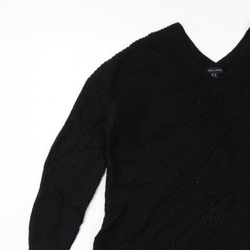 New Look Women’s Black Size S V-Neck Cable Knit Pullover Jumper