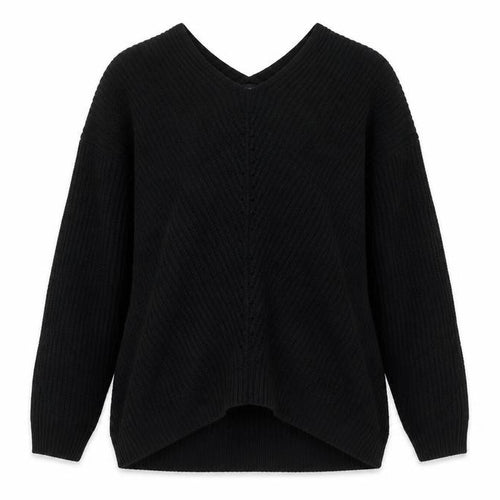 New Look Women’s Black Size S V-Neck Cable Knit Pullover Jumper