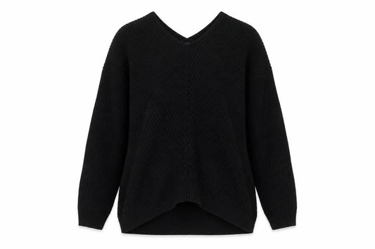 New Look Women’s Black Size S V-Neck Cable Knit Pullover Jumper