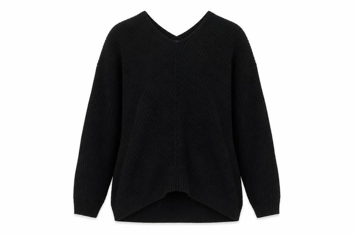New Look Women’s Black Size S V-Neck Cable Knit Pullover Jumper