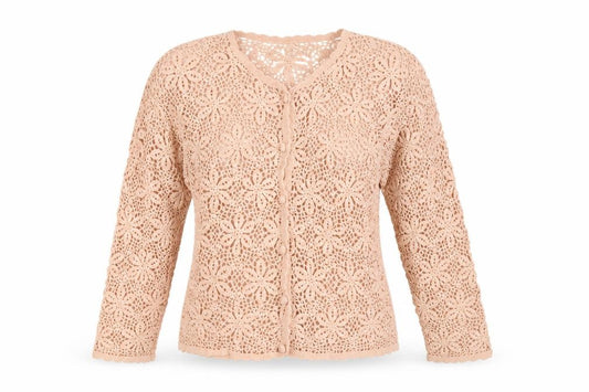 River Island Women Pink Size 10 Floral Crochet Button V-Neck Blouse