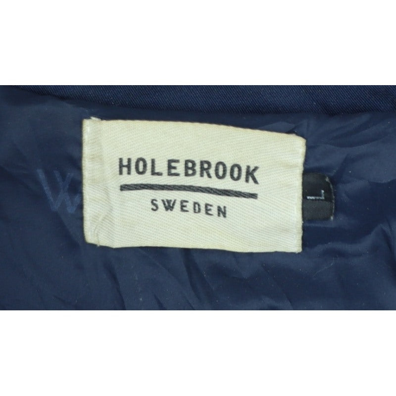 Holebrook Men’s Blue L 1/4 Zip High Neck Knit Jumper Logo Patch