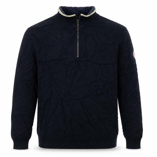 Holebrook Men’s Blue L 1/4 Zip High Neck Knit Jumper Logo Patch