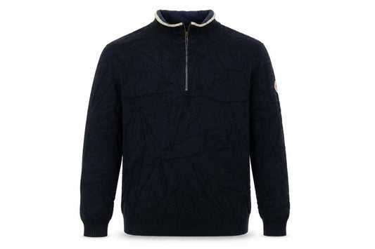 Holebrook Men’s Blue L 1/4 Zip High Neck Knit Jumper Logo Patch