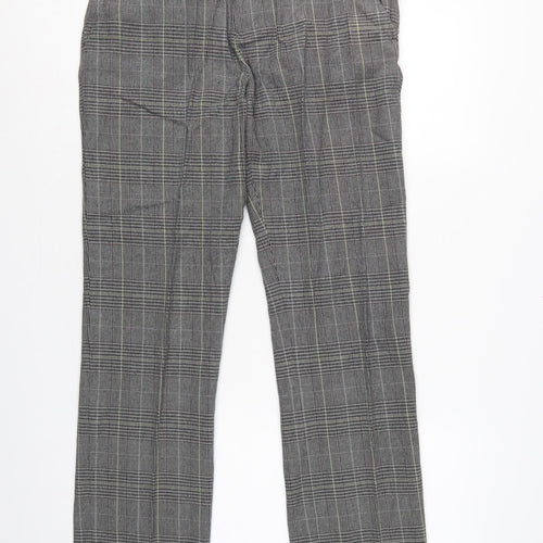 White Stuff Men's Grey Check Cotton Trousers Size 30 Regular Tapered