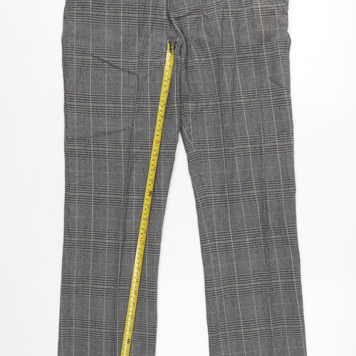 White Stuff Men's Grey Check Cotton Trousers Size 30 Regular Tapered