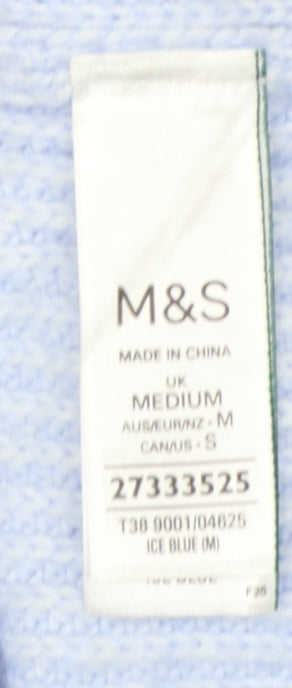 Marks & Spencer Women Blue M Rib Knit Crew Neck Pullover Jumper
