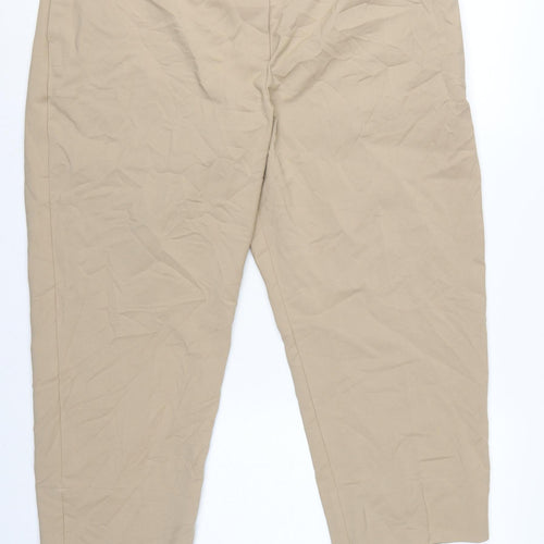 M&S Women Beige Size 20 High Rise Straight 7/8 Cropped Trousers