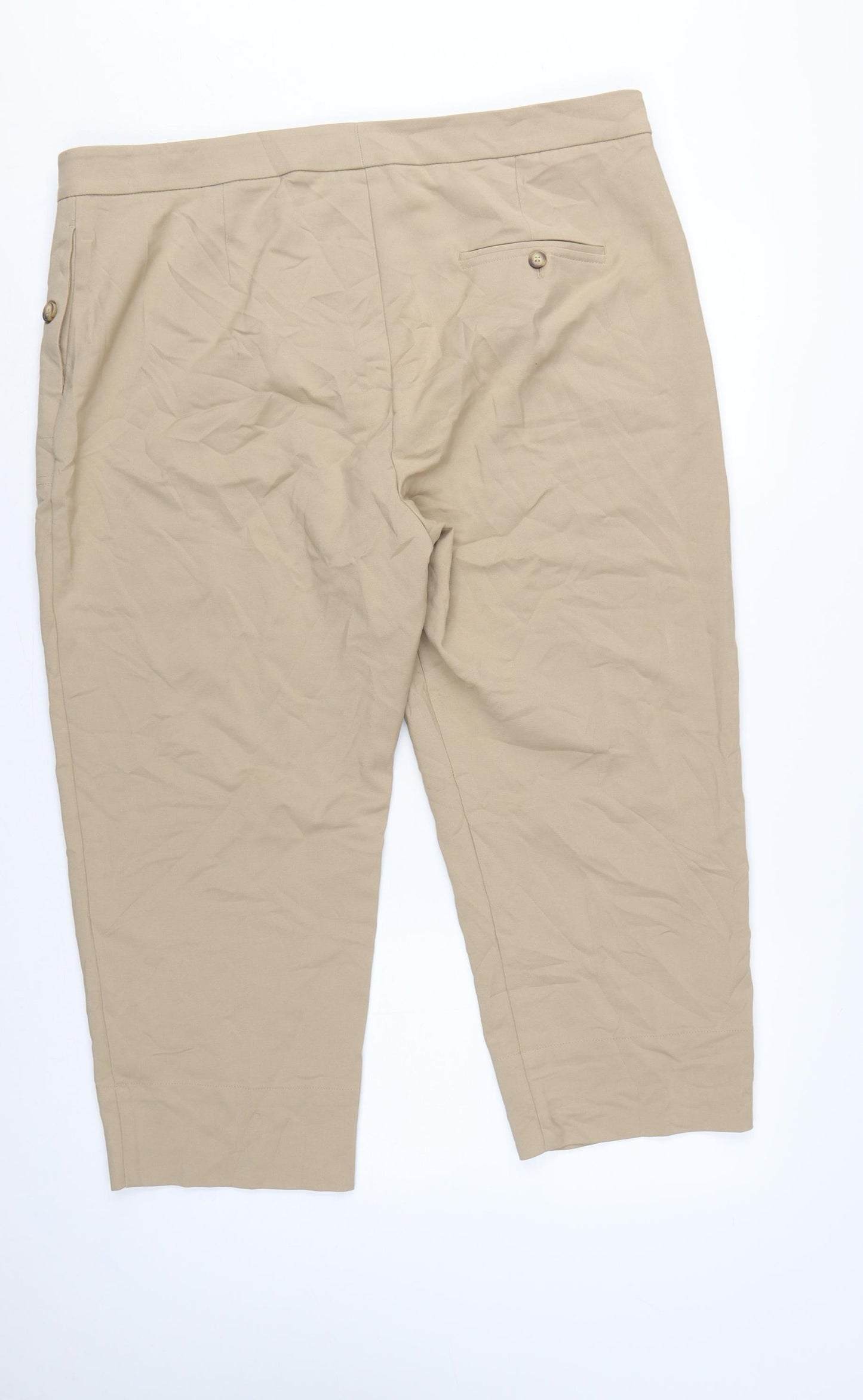 M&S Women Beige Size 20 High Rise Straight 7/8 Cropped Trousers